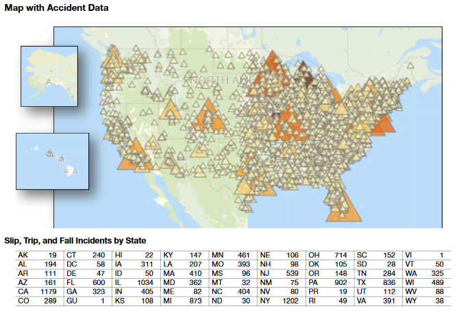 Slip trip and fall map