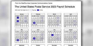 2023 USPS Paydays Calendar
